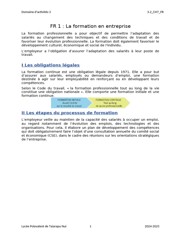 Formation professionnelle en entreprise | PDF