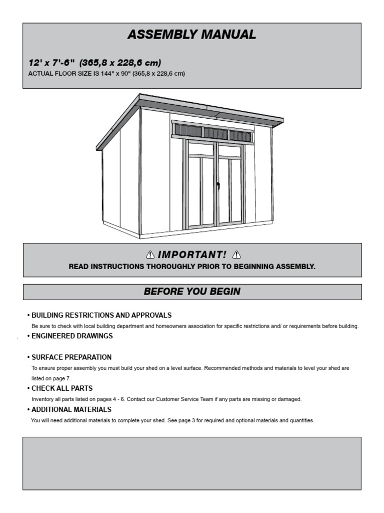 Shed Assembly Instructions and Materials Guide | PDF | Framing ...