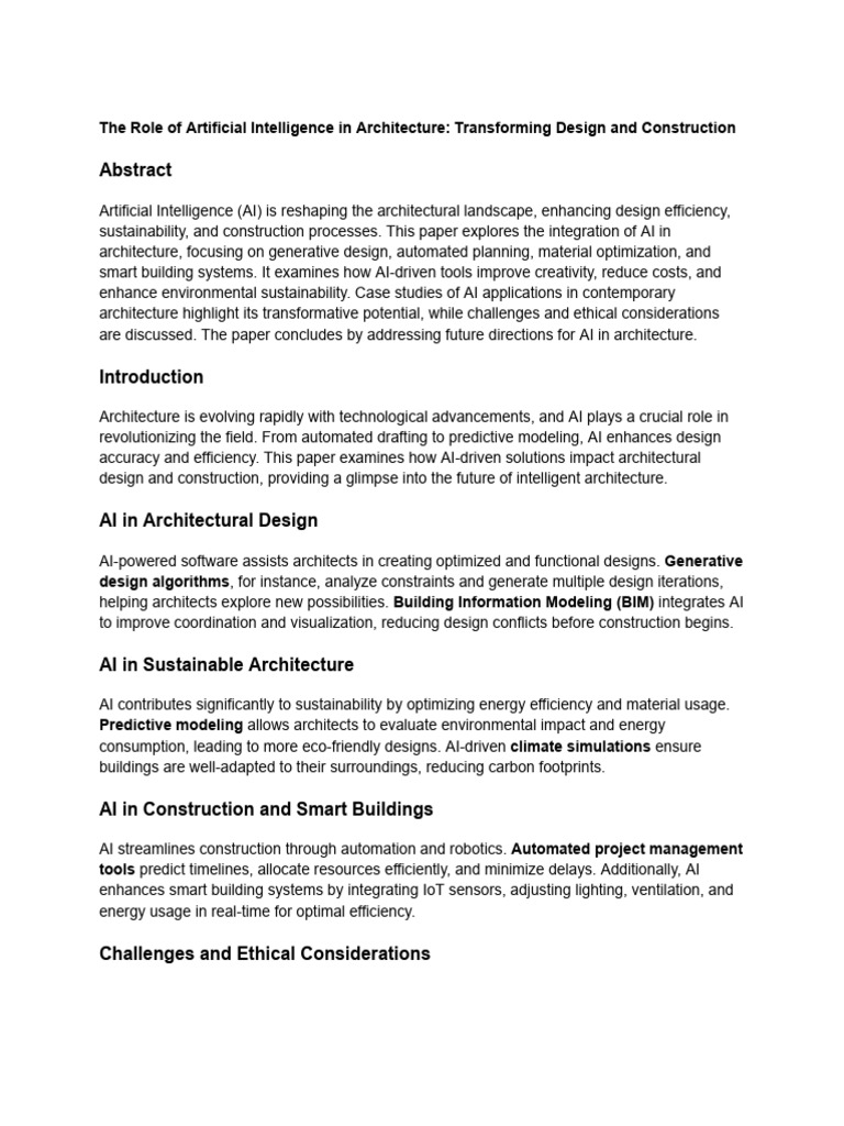 AI's Impact on Architecture Design | PDF | Artificial Intelligence ...