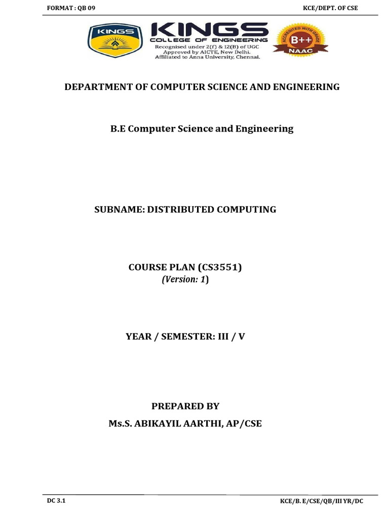 Distributed Computing Course Plan | PDF | Distributed Computing ...