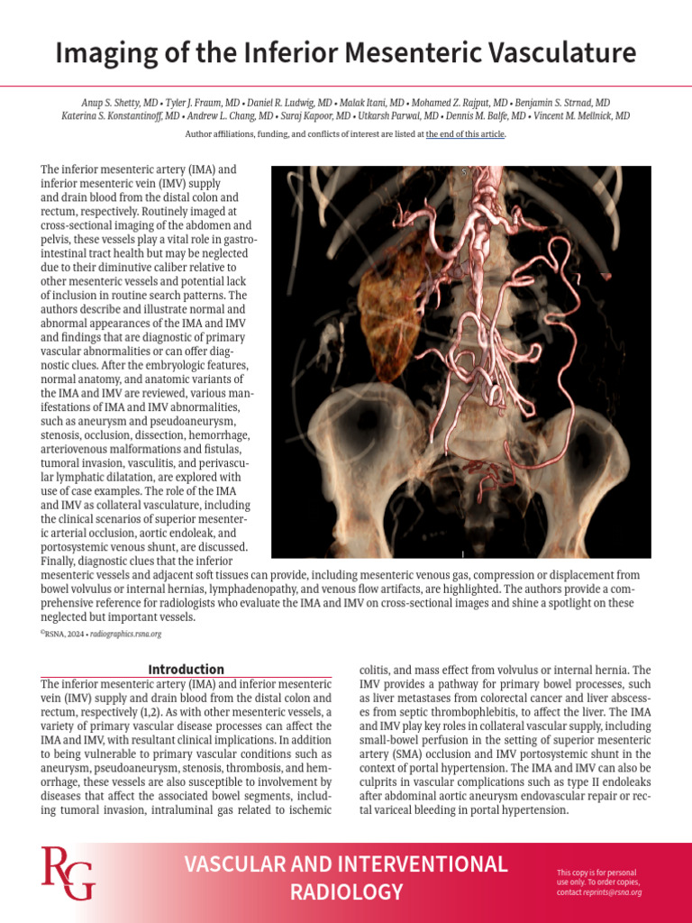 Imaging the Inferior Mesenteric Vein | PDF | Large Intestine | Vein