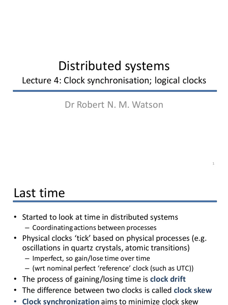 Clock Synchronization in Distributed Systems | PDF | Computer Science ...