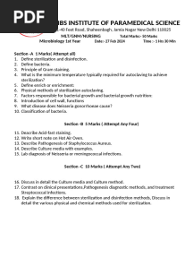 Microbiology Question Paper (1st Year MLT )