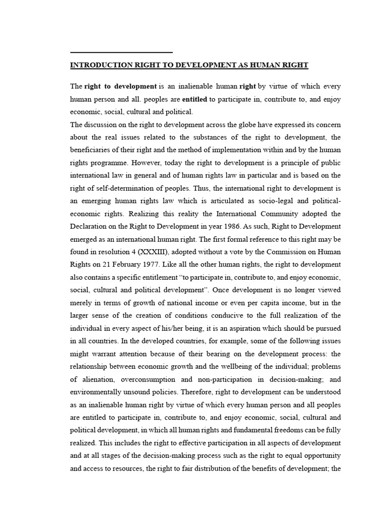 Understanding the Right to Development | PDF | Cost Of Living ...
