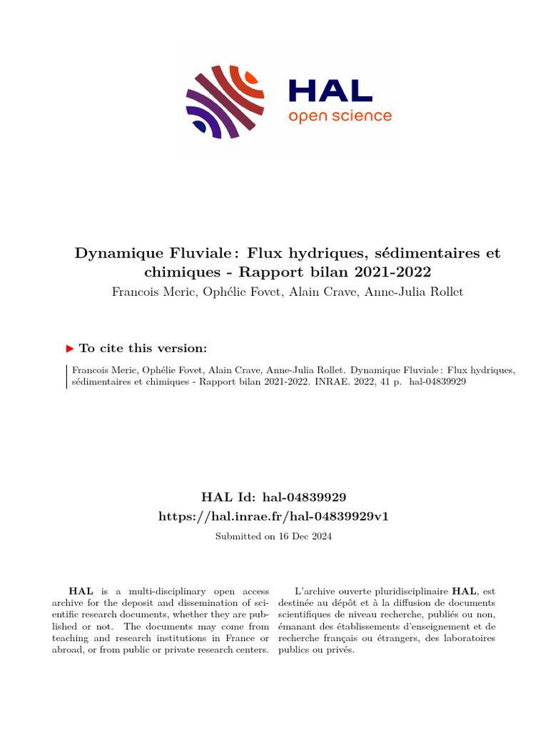 Rapport 2021-2022 sur la dynamique fluviale | PDF | Barrage | Sédiment