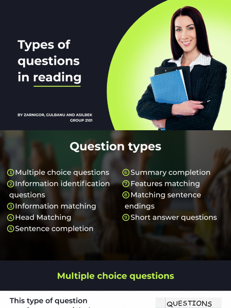 Types of Questions in Reading | PDF