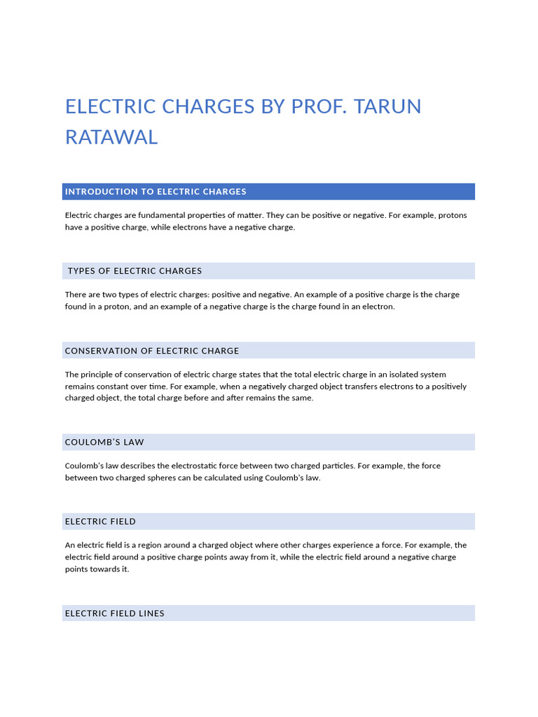 Electric Charges by Prof | PDF | Electric Charge | Electric Field