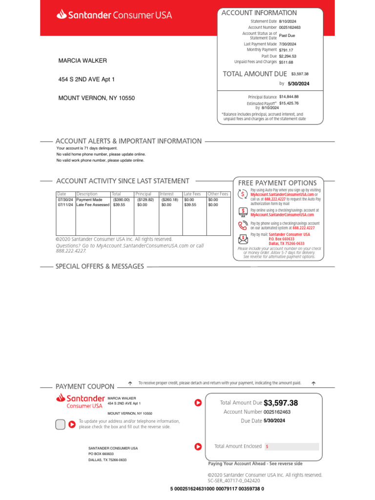 Santander Account Payment Information | PDF | Credit Card | Payments