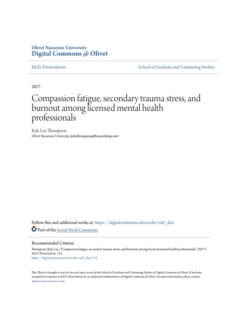 Compassion Fatigue in Mental Health Professionals | PDF | Psychology ...