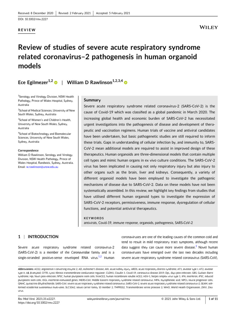 EGILMEZER Review of studies of severe acute respiratory | PDF ...