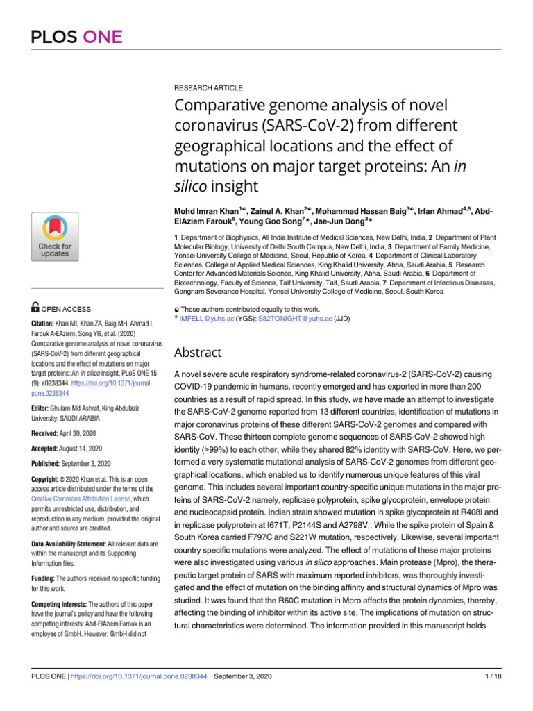 KAHN Comparative Genome Analysis of Novel Coronavirus | PDF | Mutation ...