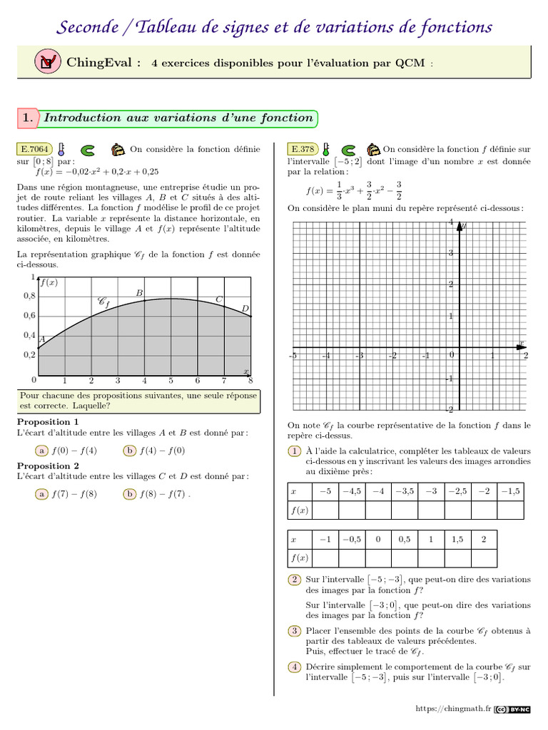 Tableau de signes et variations de fonctions | PDF