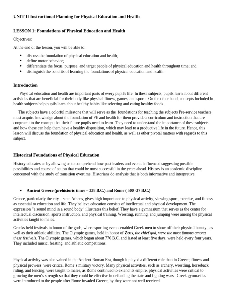 Foundations of Physical Education & Health | PDF | Instructional Design ...