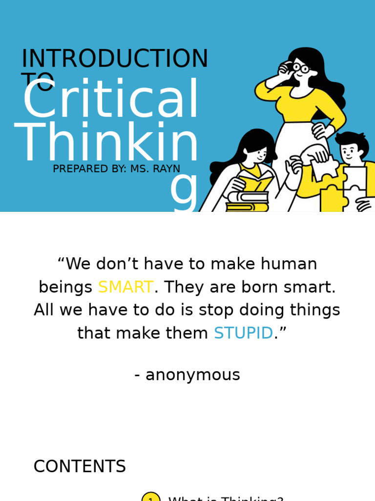 Introduction to Critical Thinking Skills | PDF | Thought | Critical ...