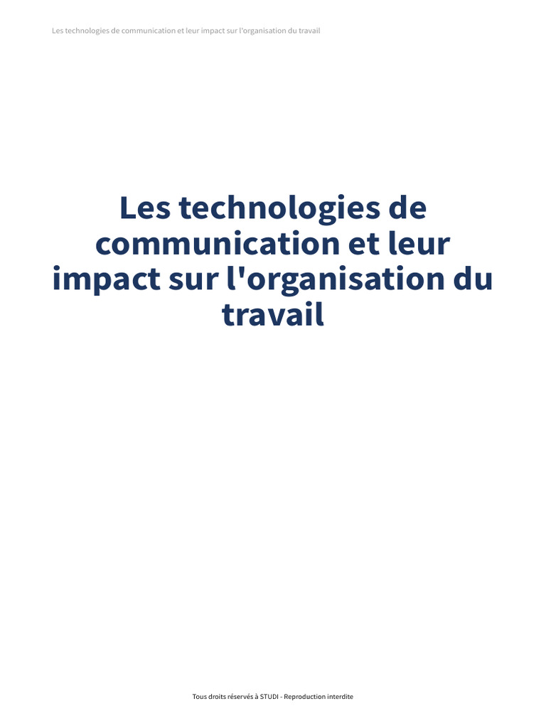 Impact des technologies sur le travail | PDF | Intelligence ...