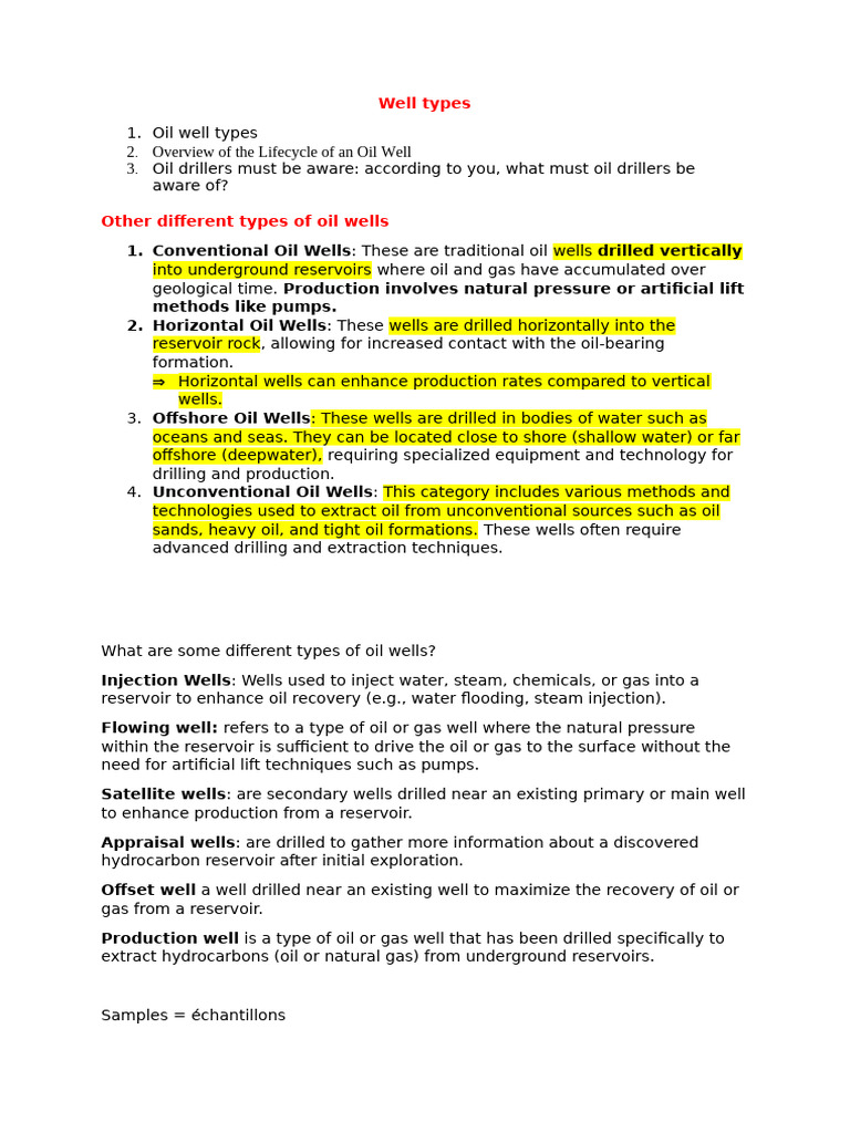 Types of Oil Wells Explained | PDF | Oil Well | Petroleum Reservoir