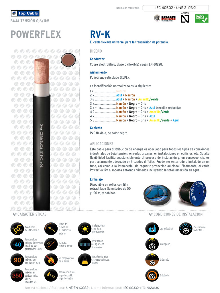 RV-K Esp | PDF | Conductor electrico | Aislador (Electricidad)