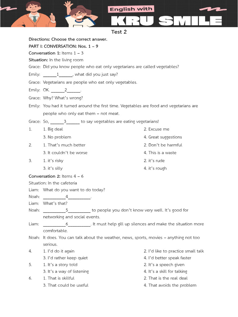 Conversation and Vocabulary Practice Test | PDF