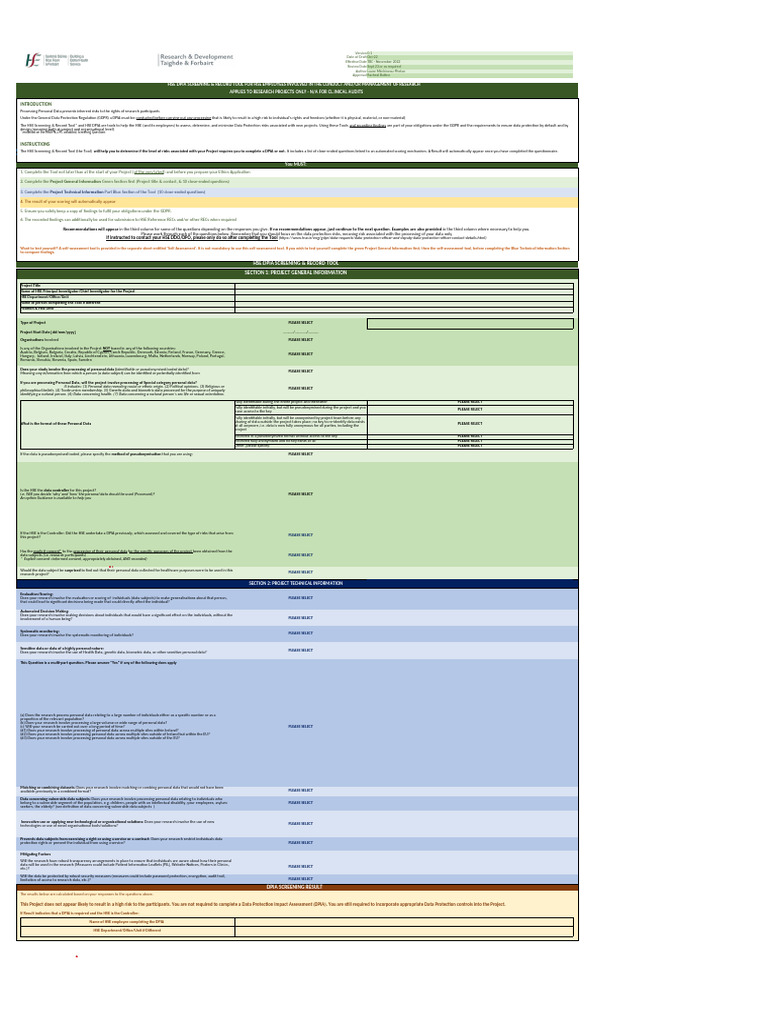 HSE DPIA Screening Tool for Research | PDF