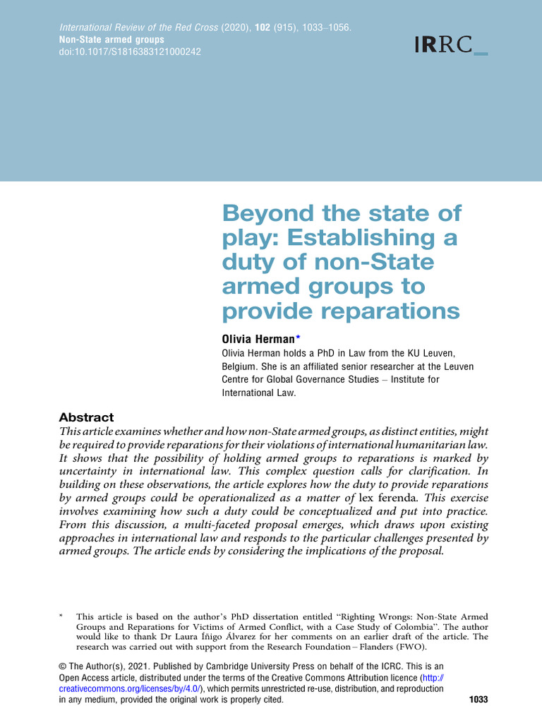 Reparations by Non-State Armed Groups | PDF | International ...