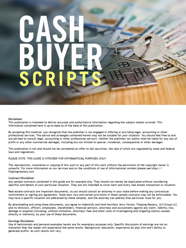 Cash Buyer Scripts Slide Deck 061120 | PDF | Indemnity | Business