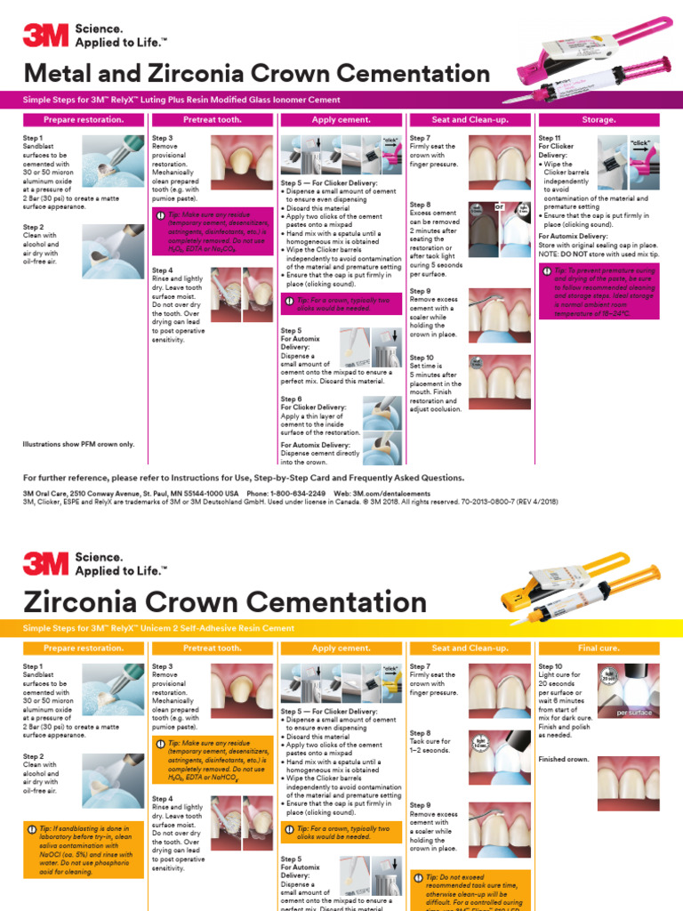 RelyX Unicem Cementation Guide | PDF | Industrial Processes | Materials