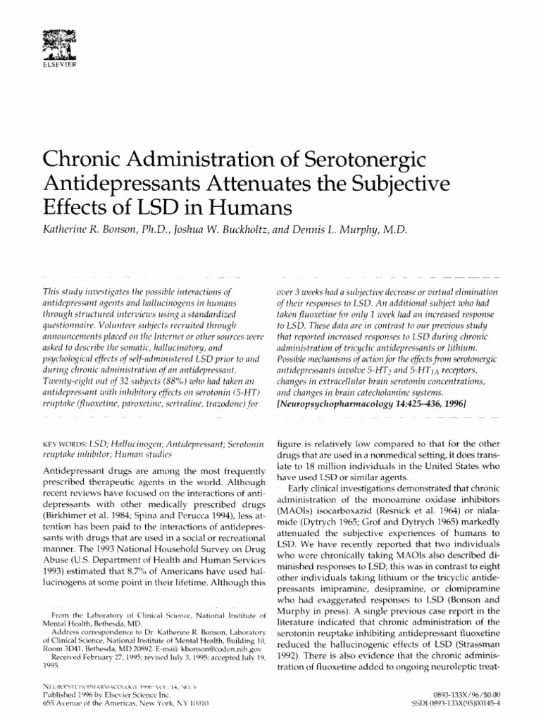 Antidepressants Reduce LSD Effects | PDF | Antidepressant | Serotonin