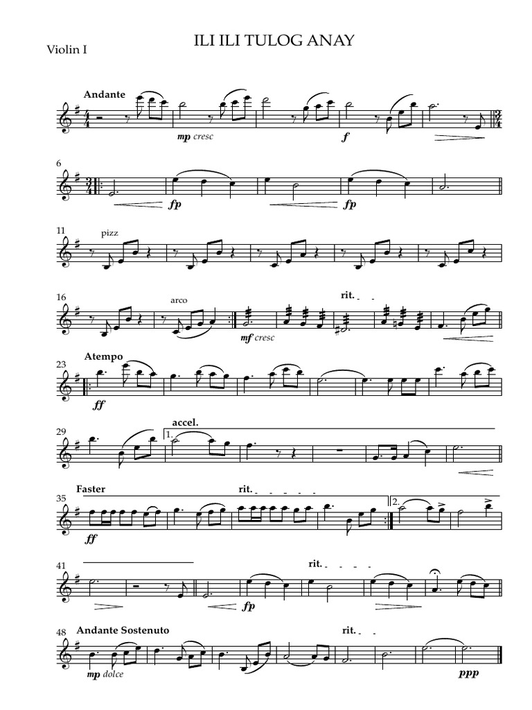 Ili Ili Tulog Anay - Violin 1 | PDF