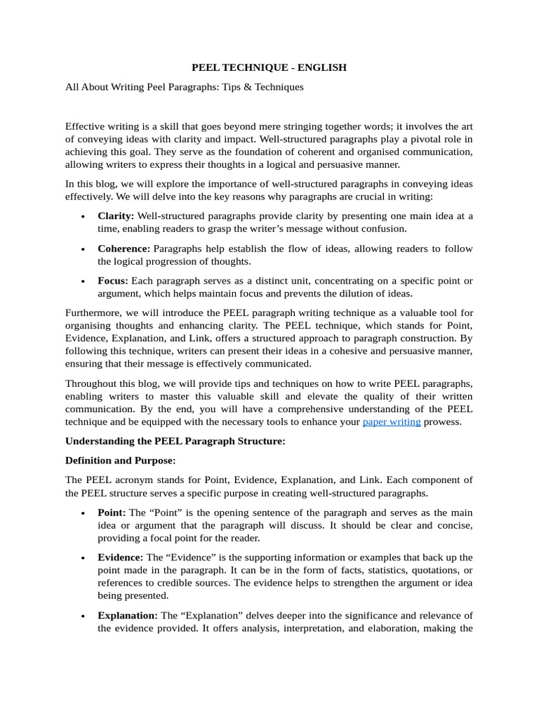 Mastering the PEEL Writing Technique | PDF | Critical Thinking | Essays