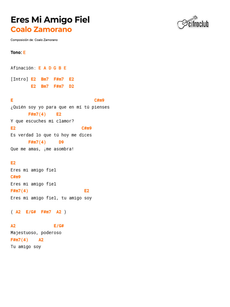 Eres Mi Amigo Fiel - Letra y Acordes | PDF