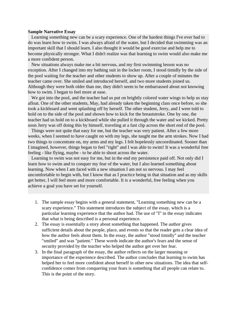 Sample Narrative Essay | PDF | Essays | Experience