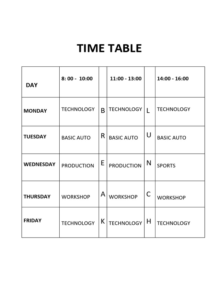 Weekly Technology Course Schedule | PDF