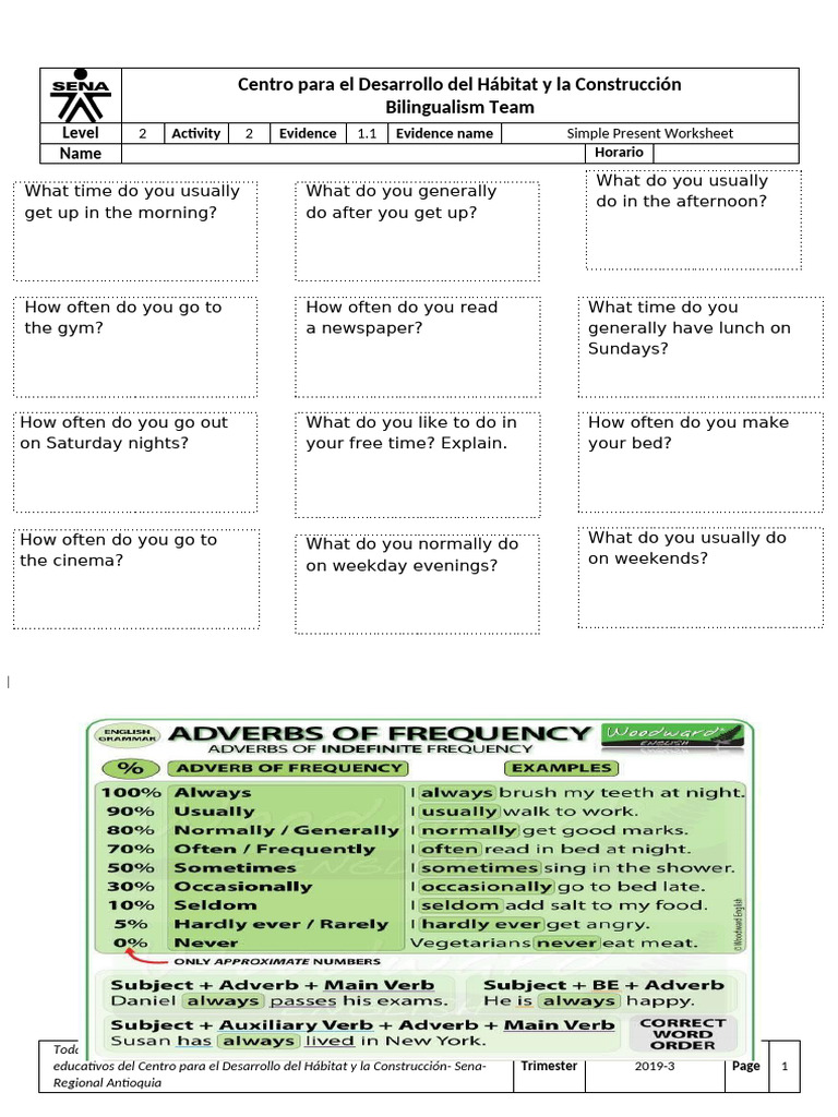 Simple Present Worksheet for Kids | PDF | Linguistic Typology ...