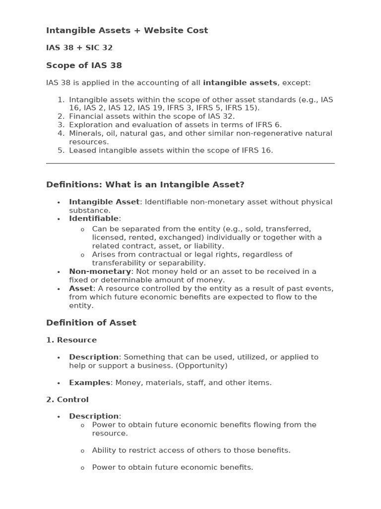 Intangible Assets and Website Costs Explained | PDF | International ...