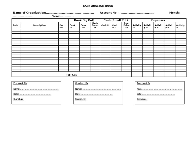 Cash Analysis Book Template | PDF