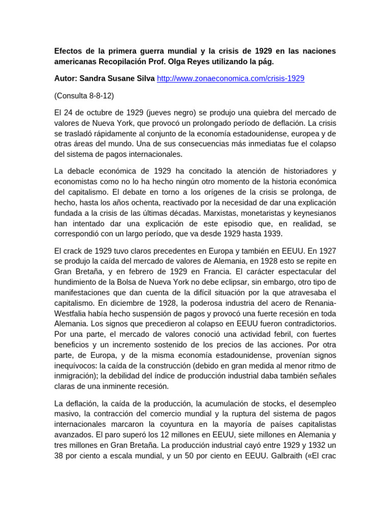 15750921efectos de La Primera Guerra Mundial y La Crisis de 1929 en Las ...