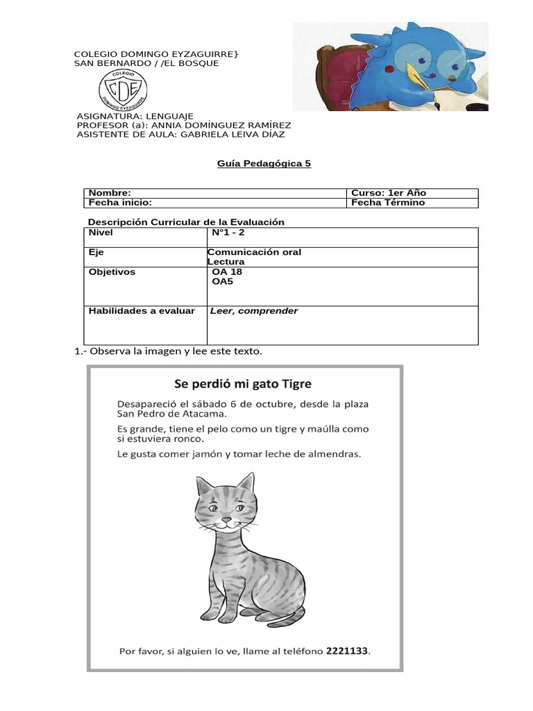 Guía Pedagógica de Lenguaje 1er Año | PDF