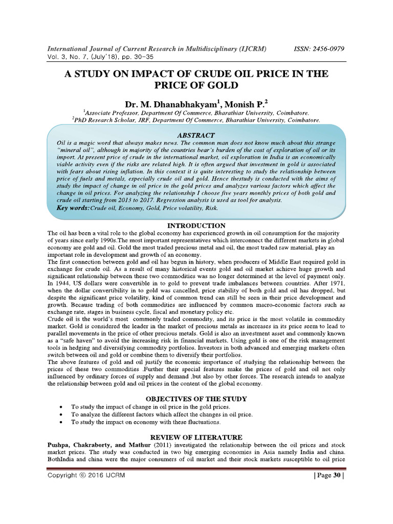 A Study On Impact of Crude Oil Price in The | PDF