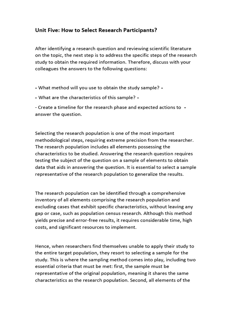 Selecting Research Participants Effectively | PDF | Sampling ...