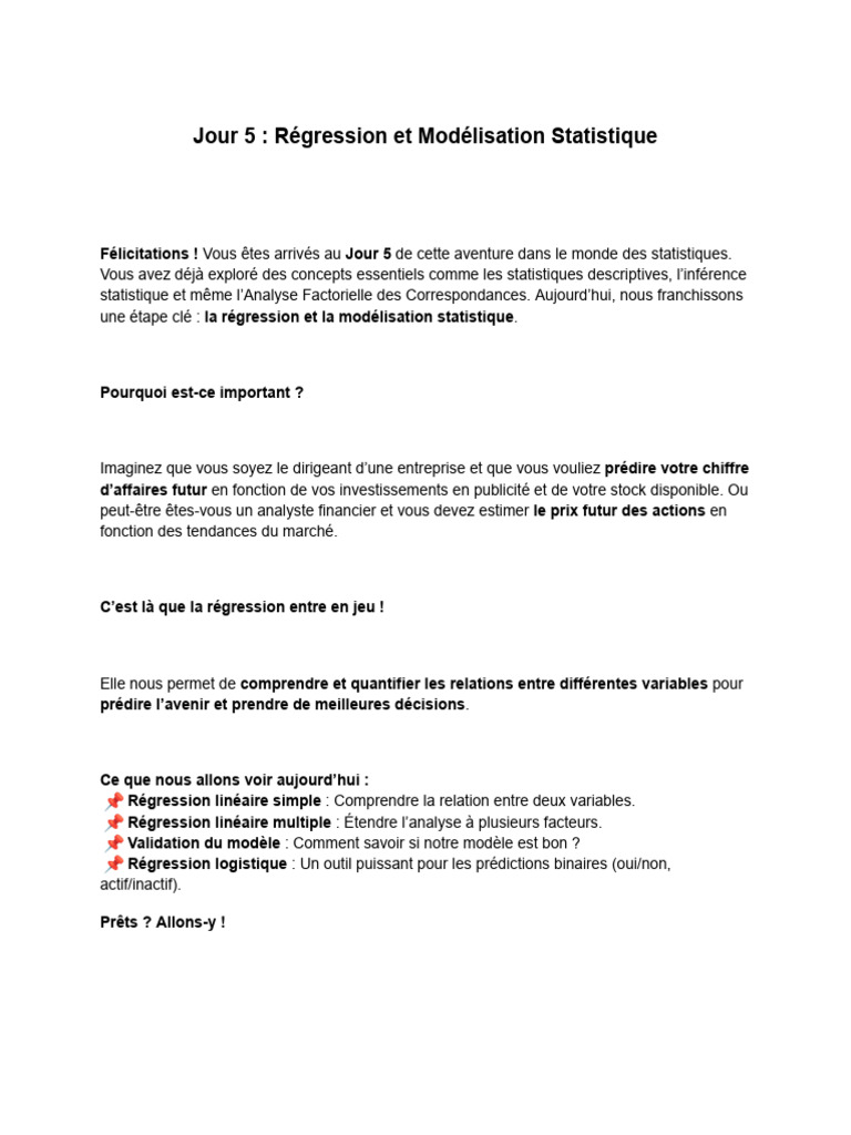 Régression et Modélisation Statistique | PDF | Analyse de régression ...