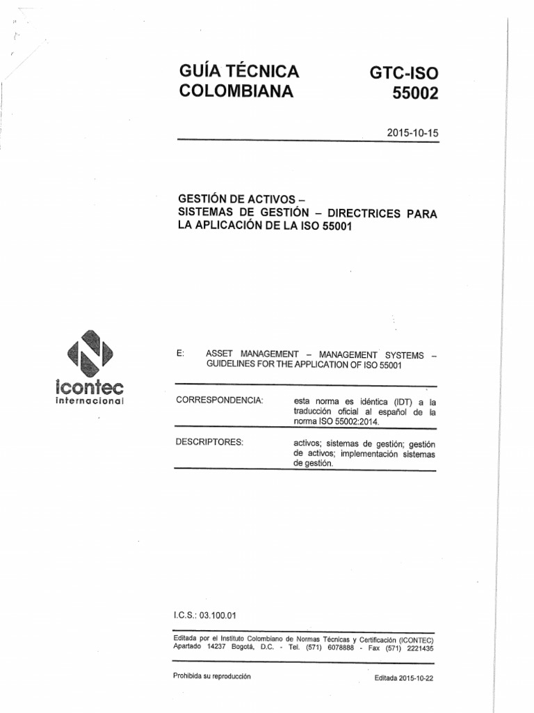 NTC Iso 55002 Directrices para Aplicacion | PDF