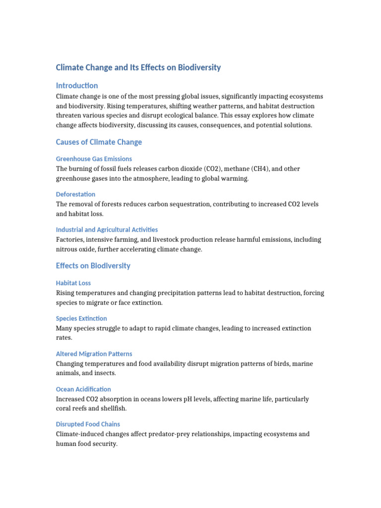 Climate Change Biodiversity | PDF | Climate Change | Greenhouse Gas