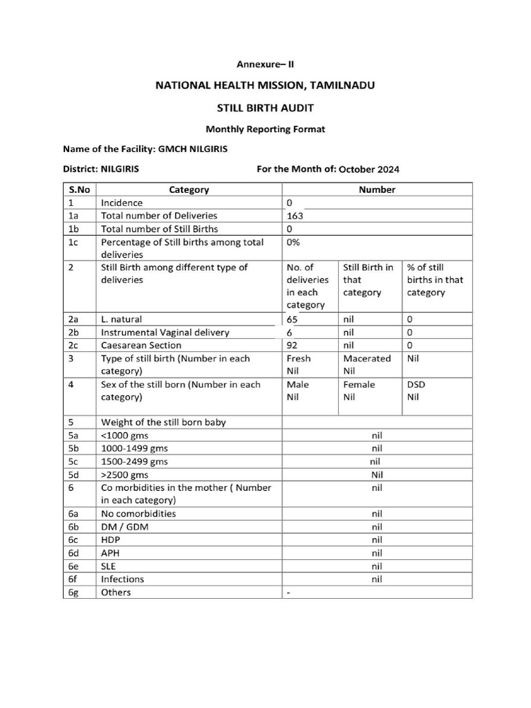 Still Birth Audit - October | PDF