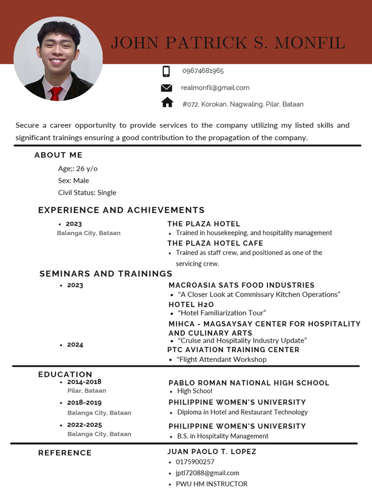 John Patrick S. Monfil Resume | PDF