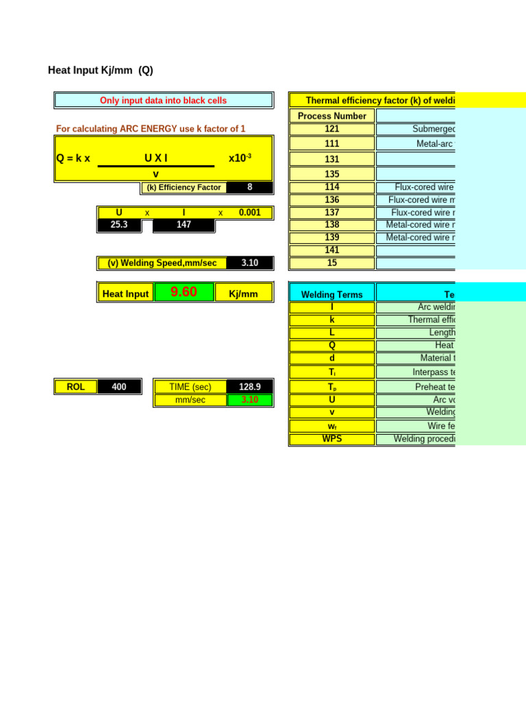 Welding Heat Input Calculation Guide | PDF | Welding | Construction