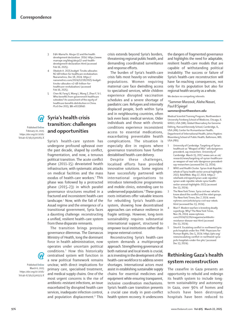 Rethinking Gaza's Health System Reconstruction | PDF | Health Care ...