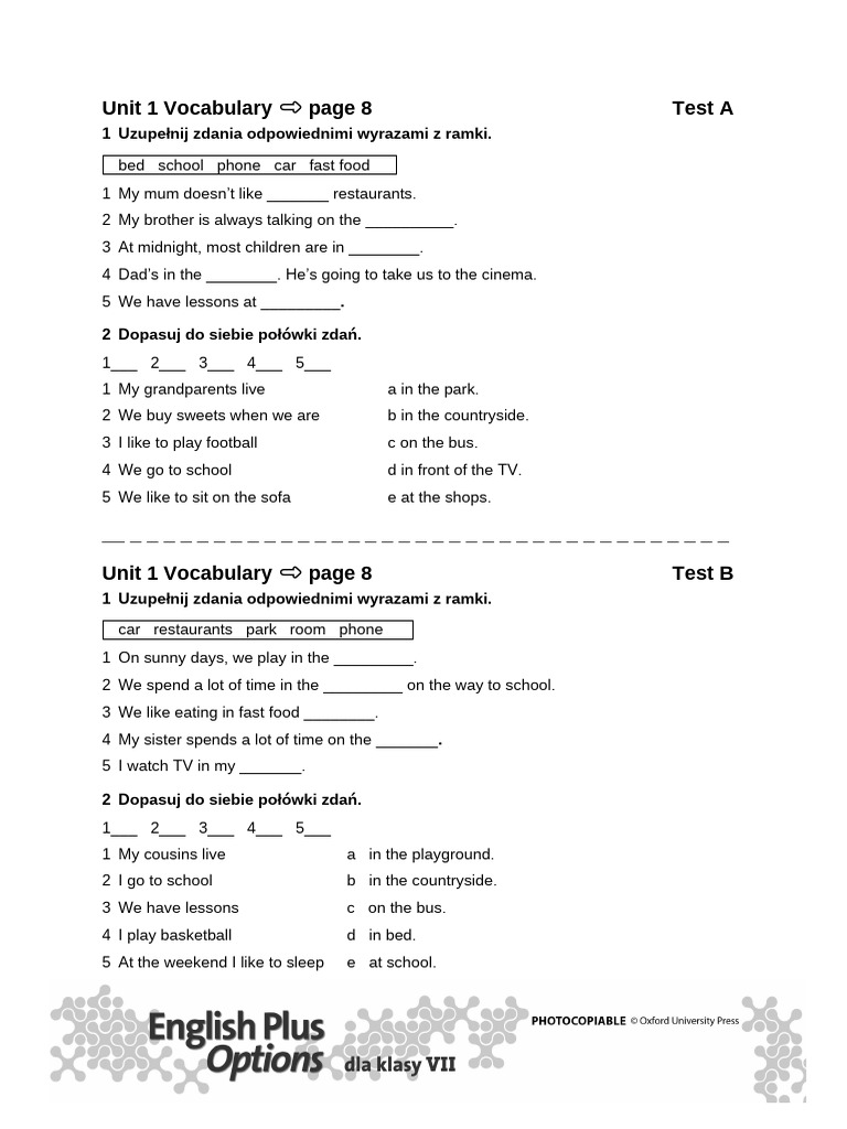 Unit 1 Vocabulary and Language Tests | PDF