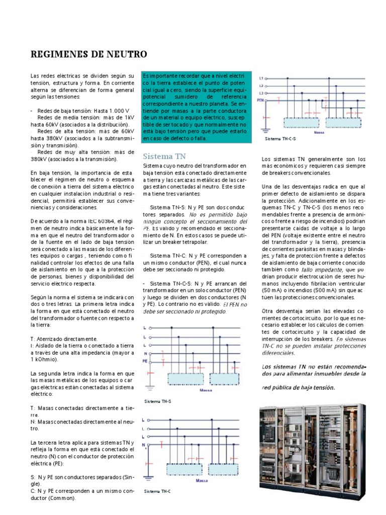 Regimenes Del Neutro | PDF | Ingeniería de la Energía | Electricidad