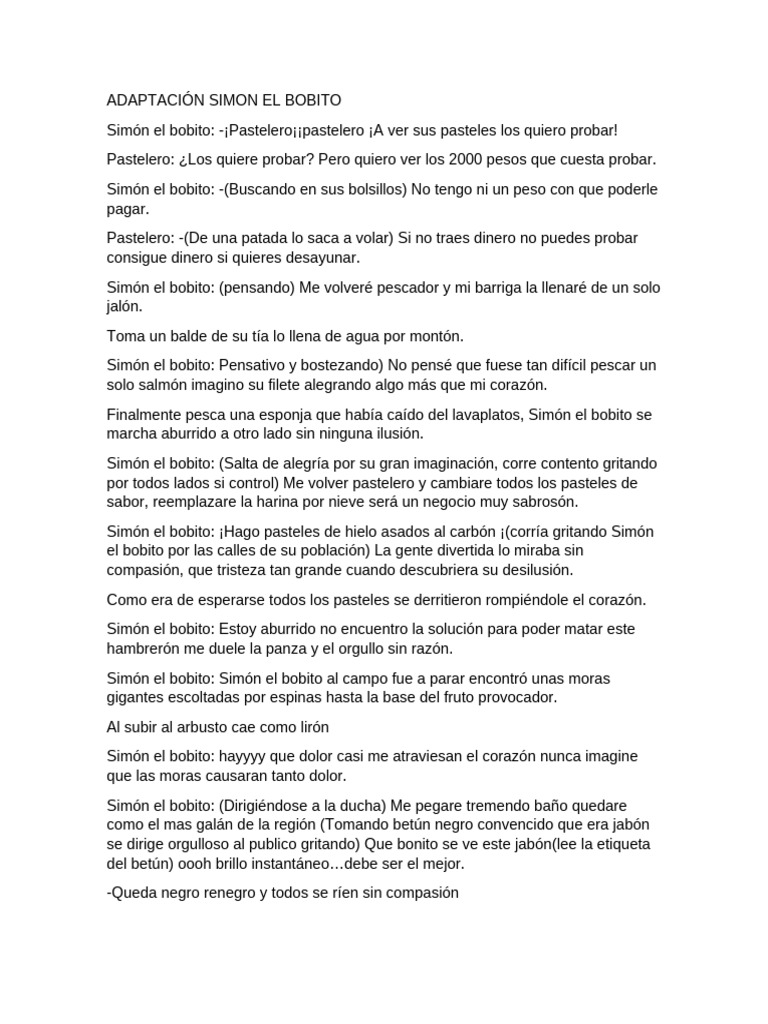 Adpatación Smón El Bobito | PDF
