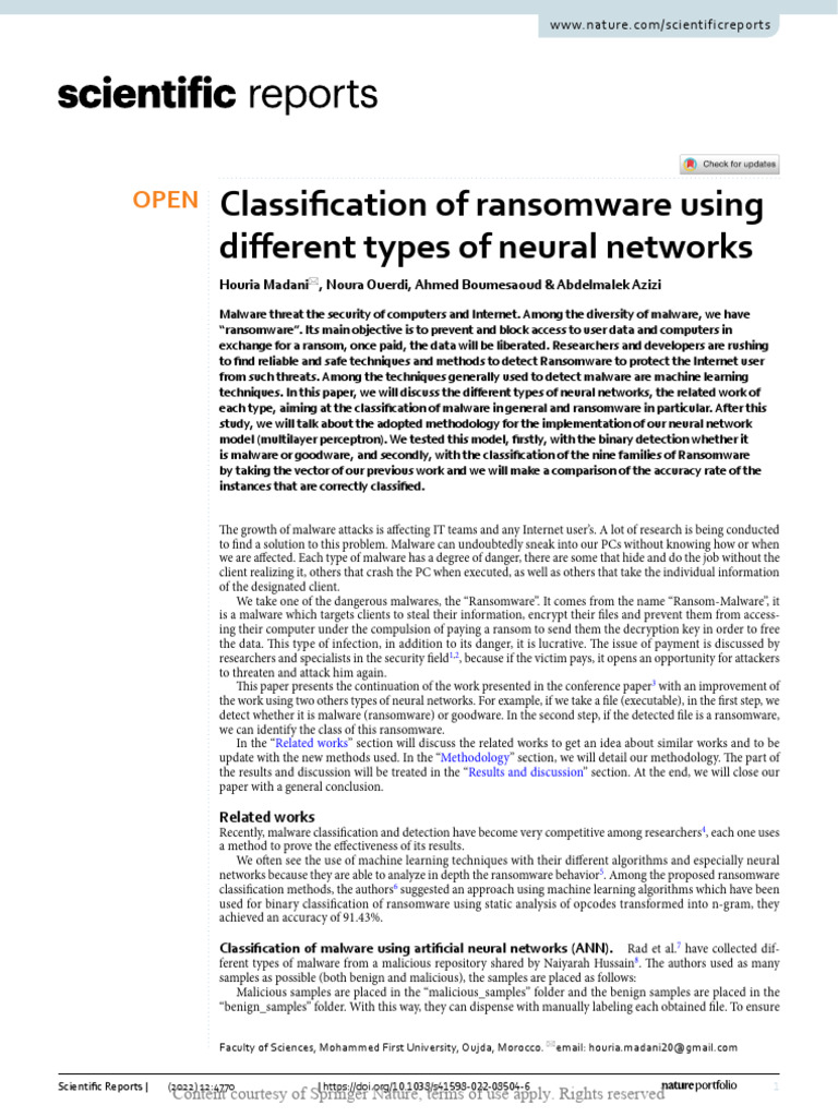 Ransomware Classification with Neural Networks | PDF | Ransomware | Malware
